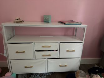 White dresser and side table set