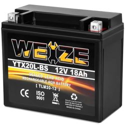 Weize YTX20L-BS High Performance Power Sports- Maintenance Free - Sealed AGM Battery ETX20L BS For Motorcycle ATV UTV snowmobile