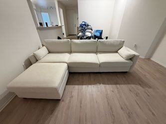 109 Inch Modular Sectional Sofa, L Shaped Couch with Storage Ottoman, Beige