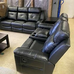 Kempten Black LED Reclining Living Room Set