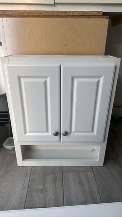 White Bathroom Wall Cabinet with Open Shelf