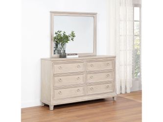 Pembroke Washed Oak 6-drawer Bedroom Dresser with Mirror