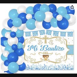 Mi Bautizo Backdrop Kit Balloons 