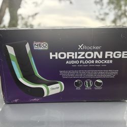 X Rocker Horizon RGB LED Audio Floor Rocker Gaming Chair Green/Black/White