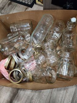Mixed Lot of Glass Mason Jars with Lids