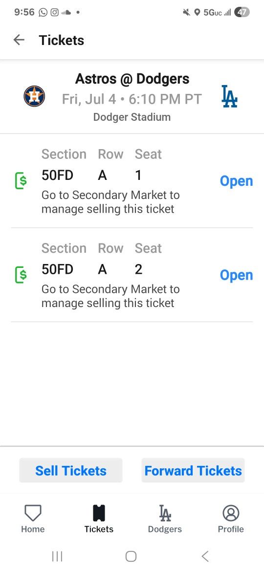 2 Dodgers Vs Astros Tickets