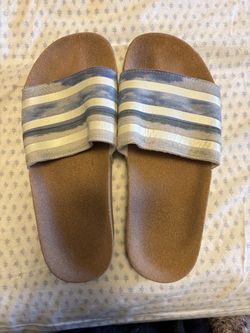 LIKE NEW - Adidas Adilette Cork Slides with Genuine Leather Upper - W8