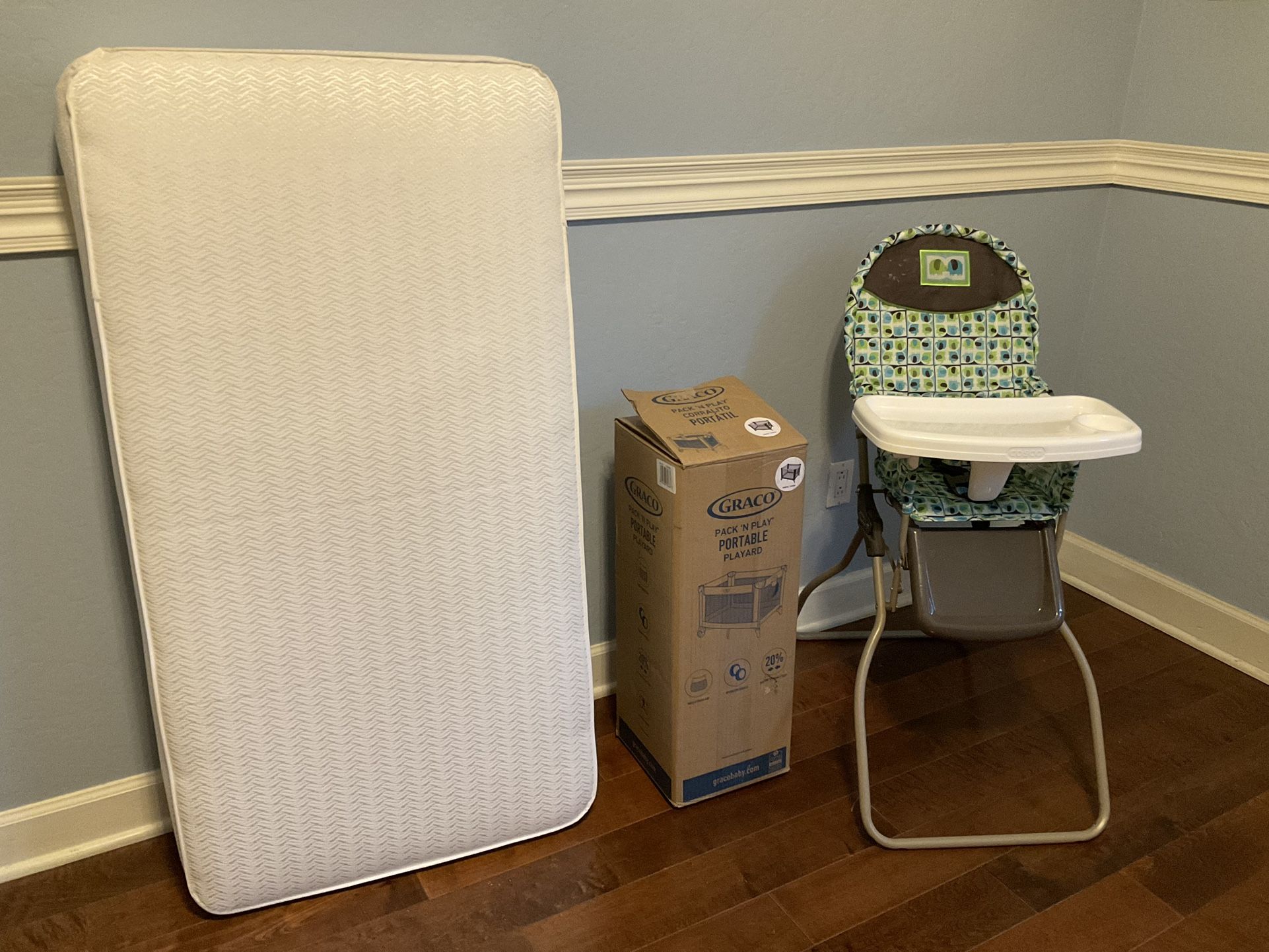 Baby Items - New In Box Pack-n-play. High Chair And Sealy Mattress.