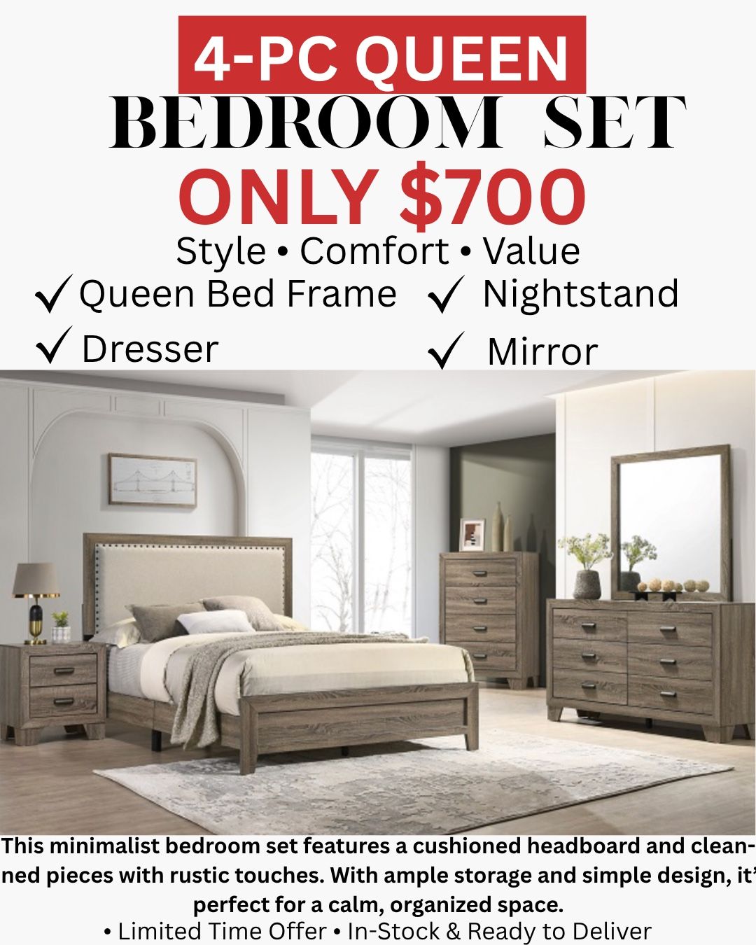 4 Pc Queen Bedroom Set