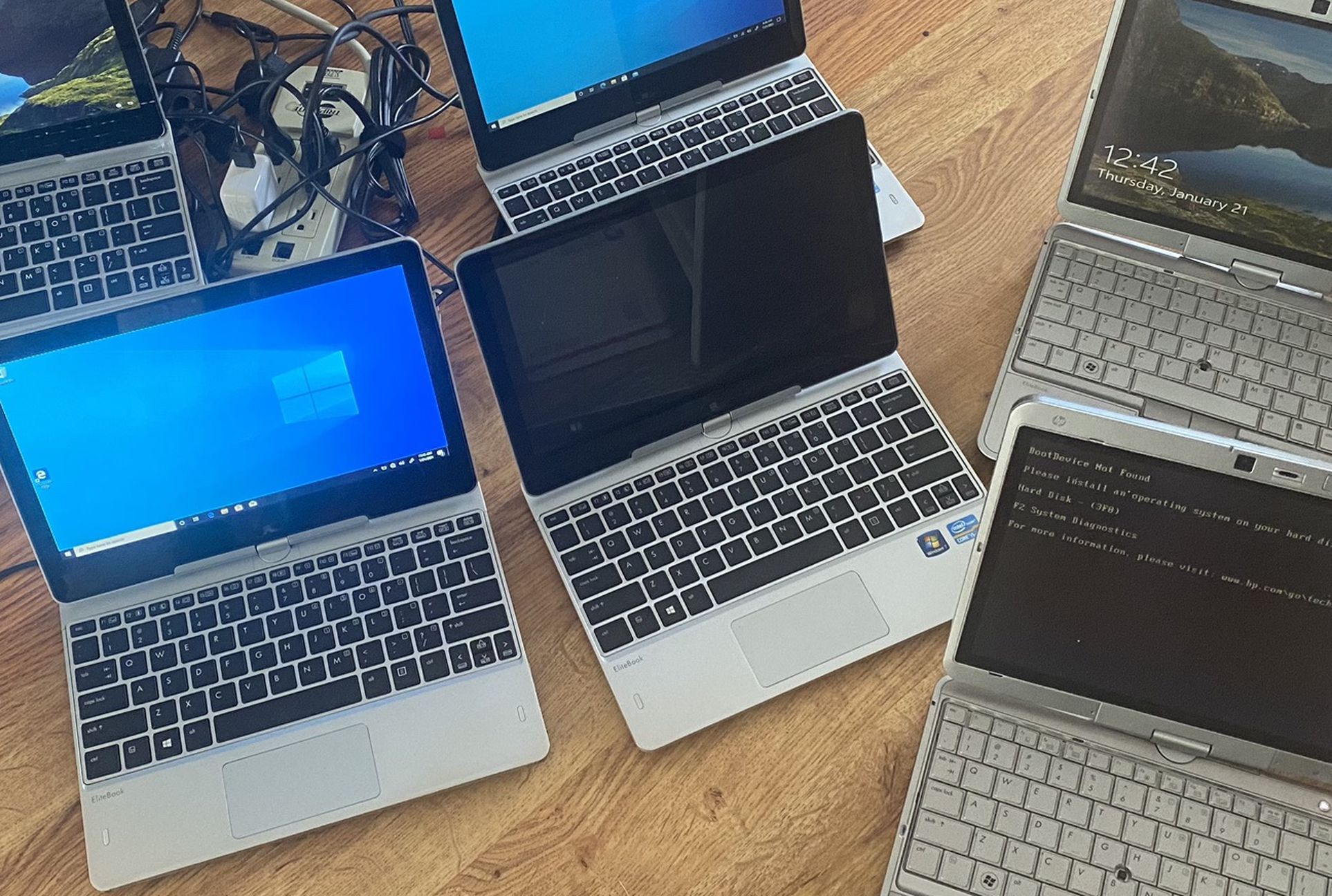 Lot 6 laptops with issues hp revolve/hp Elitebook i5 touchscreen Ssd 128gb/HDD 500gb Ram 4gb