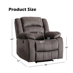 FC Design Power Recliner Chair with Pillow Top Arms USB Charging Port Linen Upholstered Leather - Brown
