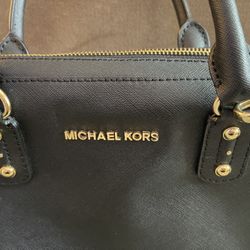 MICHAEL Michael Kors Black Leather Zip Satchel Bag