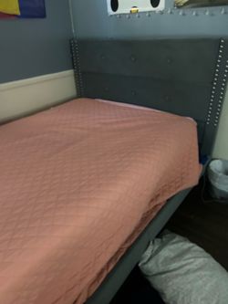 Gray Bed Frame with Mattress