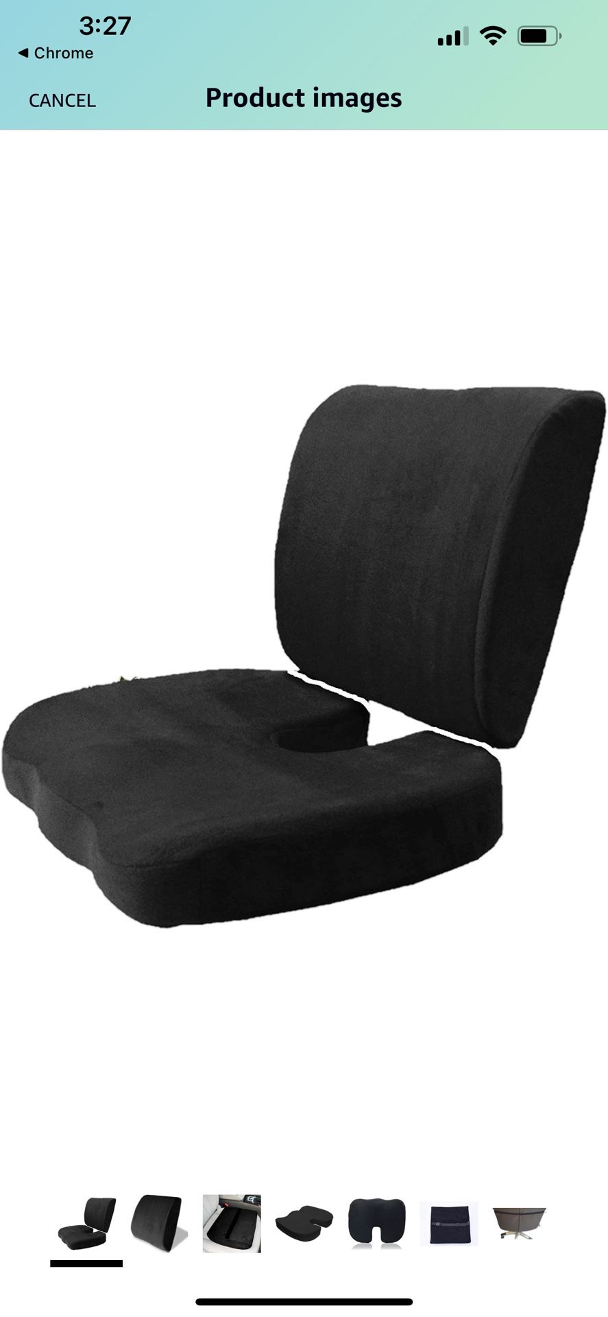 Bookishbunny 2pc High Resilience Memory Foam Seat Chair Waist Lumbar Back Support Cushion Pillow Car Office Home 
