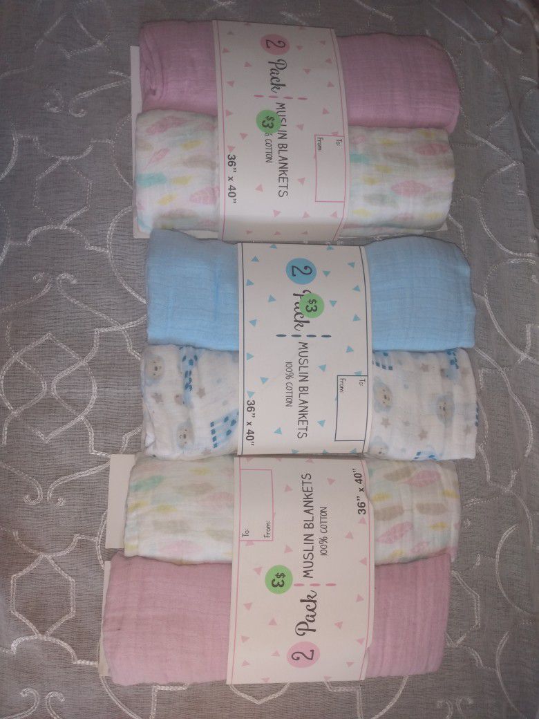 Muslin  Baby Blanket Sets Boys And 2 Girls 