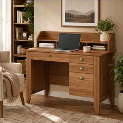 Desk with Drawers, with Monitor Stand and File Drawer, in box