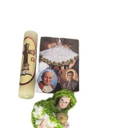 Niño Cacahuatito Set - 3pc Mezquitic Jalisco - Mini Candle, Prayer Card & Figuri