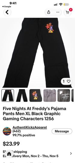 Five Nights at Freddy's Black Graphic Pajama Pants