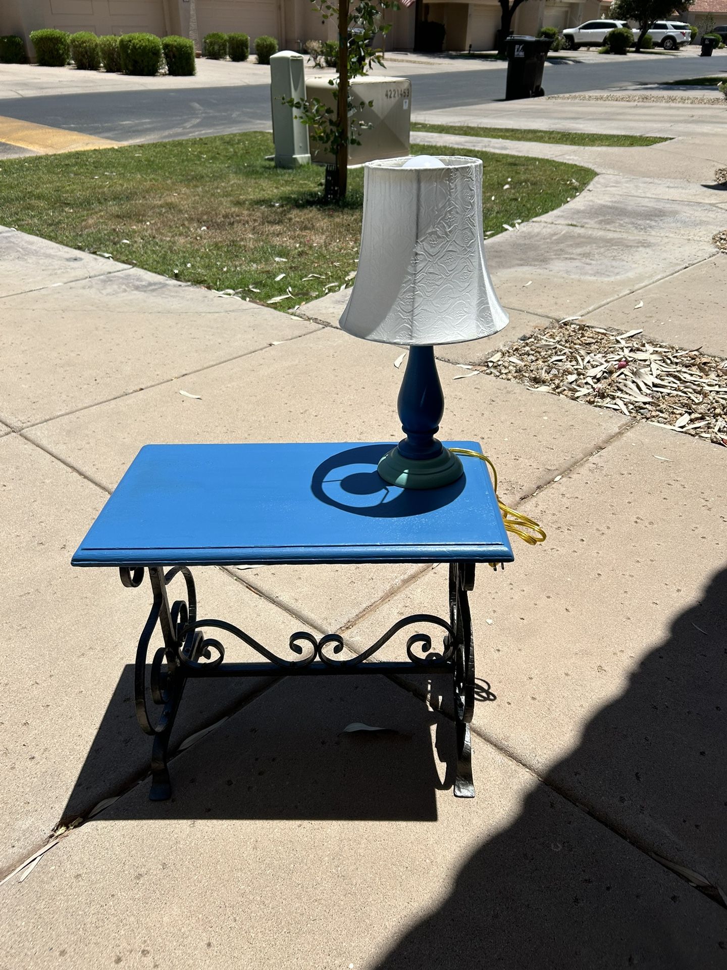 Beautiful Refinished Small Table And matching Lamp
