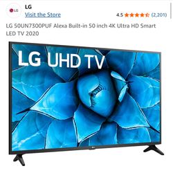 50 Inch LG Smart TV - two remotes and wall mount included