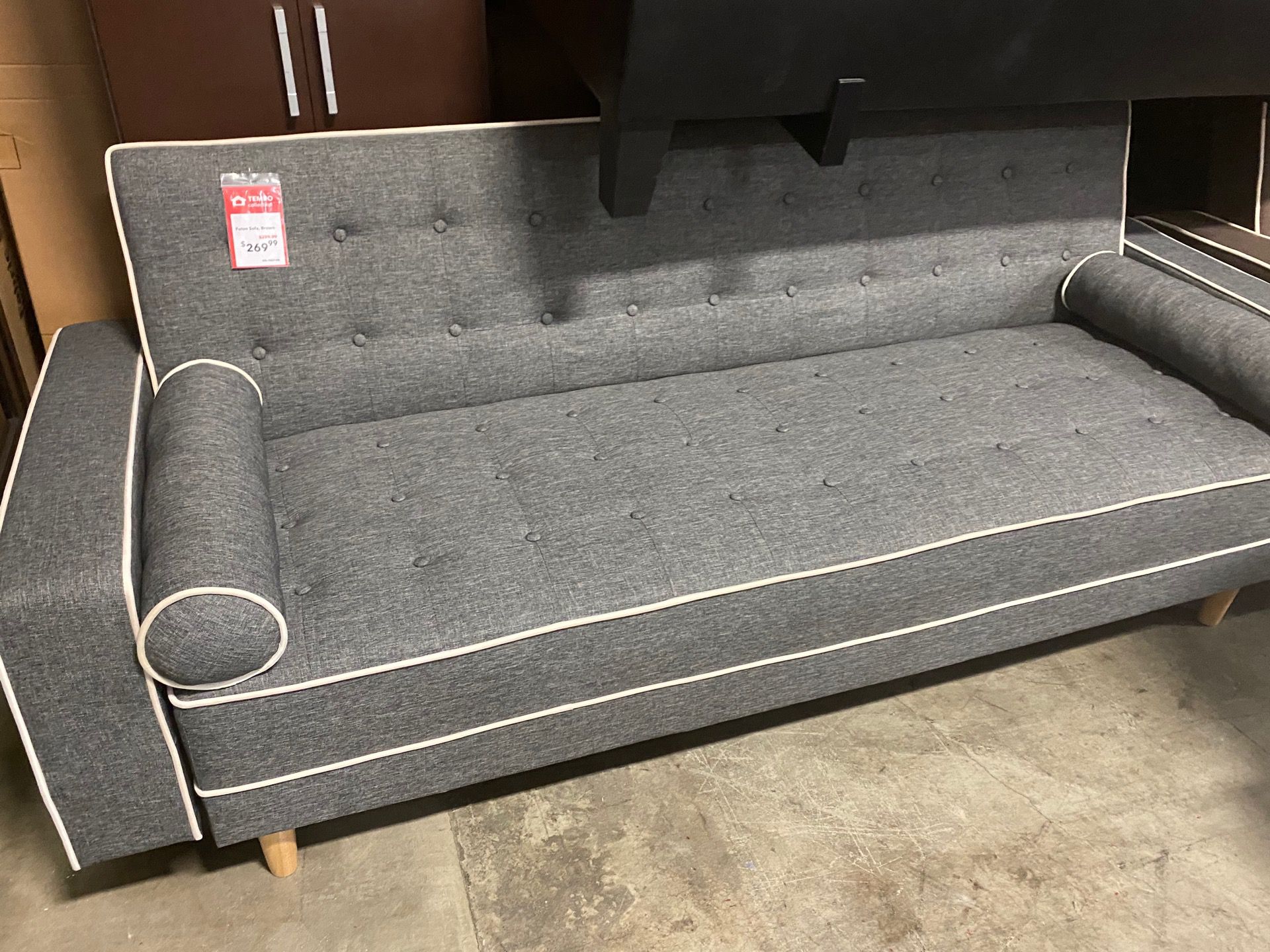SPL Sofa Bed / Futon with Pillows, Gray