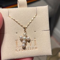 14k Solid Gold Cross Necklace 