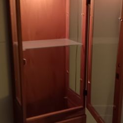 All Wood Display Case With Glass Shelves