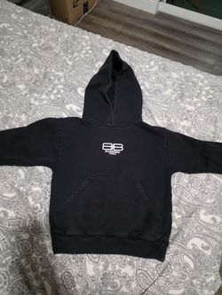 Balenciaga Paris Kids Embroidered Logo Black Hoodie Size 8y