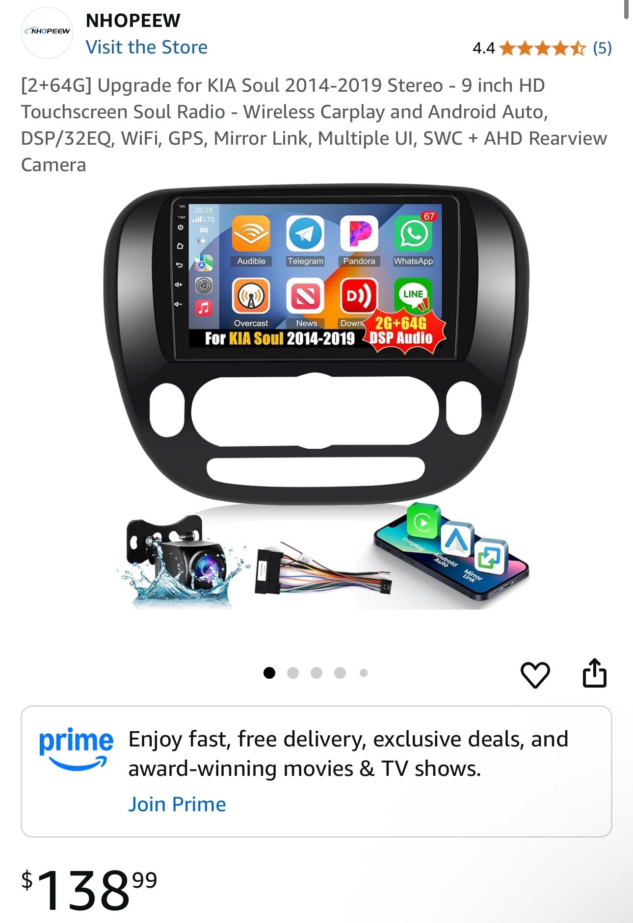 📱 KIA Soul 2014-2019 Android 13 Touchscreen Radio w/ CarPlay & Backup Cam - NEW!