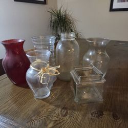 (6) Glass Vases