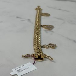 Charm Bracelet Cuban Link and Diamond 14k/92.6g/9.5”