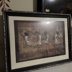 Framed Ballerina Dance Artwork – Large Wall Art, Elegant Black & Gold Frame