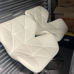 Modern White Adjustable Bar Stools (Set of 2)