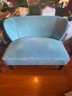 Loveseat World Market Quincy Loveseat Caribbean Blue Velvet