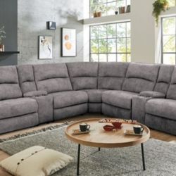 Brand New Super Plush Grey Power Reclining Sectional Sofa