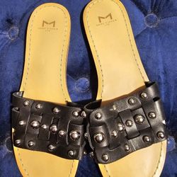 Reduced To $28✨️Size 8🎀MARC FISHER LTD Pacca Studded Leather Slide Sandals🎀✨️