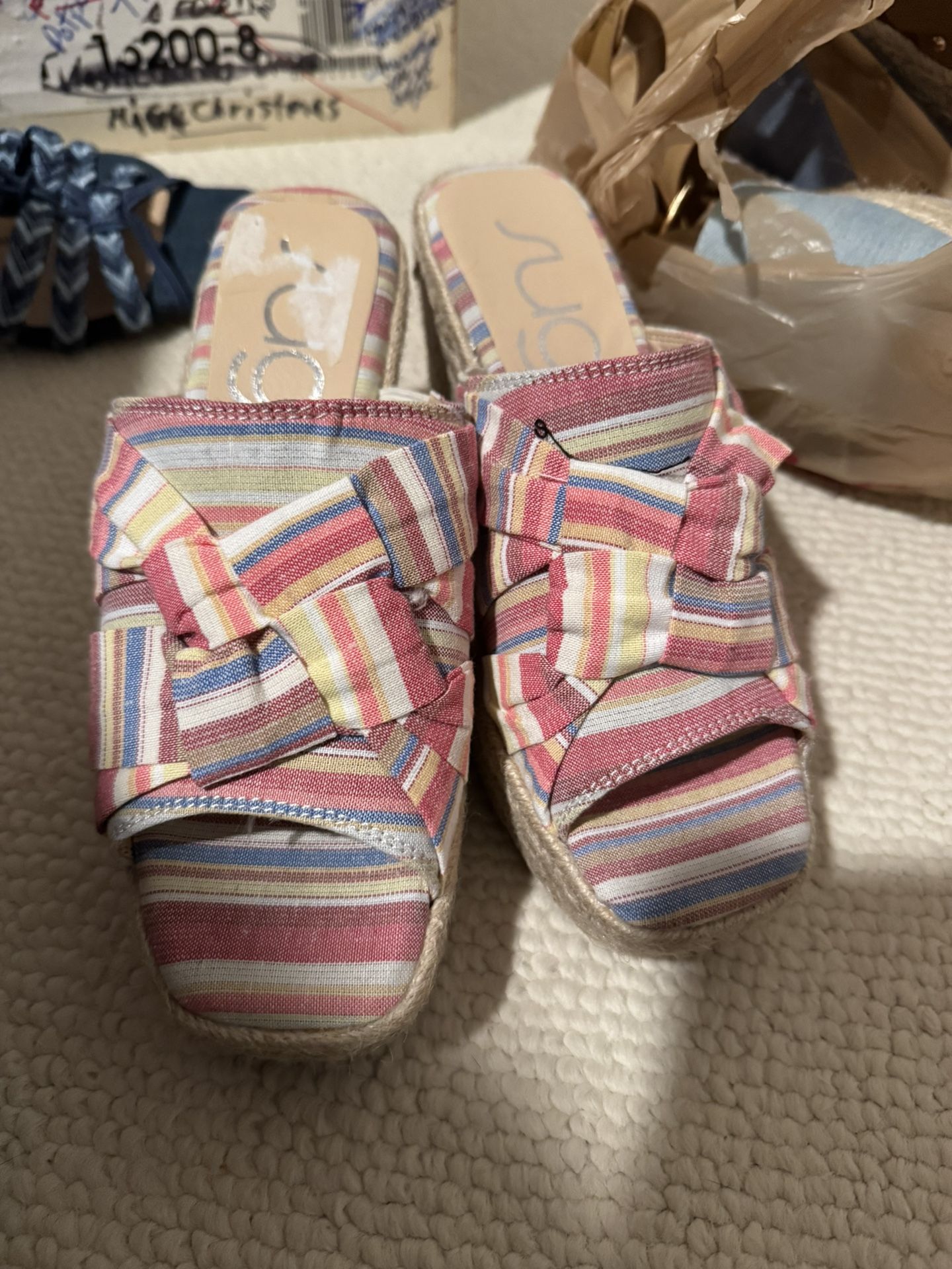 New Womens Size 7 Sugar Multicolored Wedge Sandal