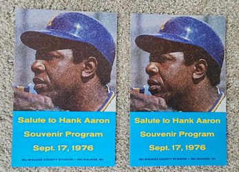 Two 1976 Hank Aaron Tribute Souvenir Programs