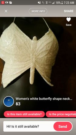 White Beaded Butterfly Crop Top