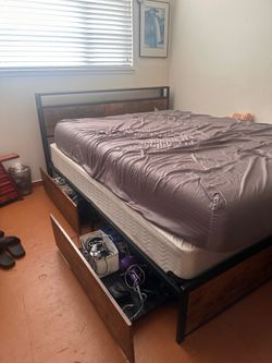 Must Go Queen Bed Frame with Drawers $100 OBO