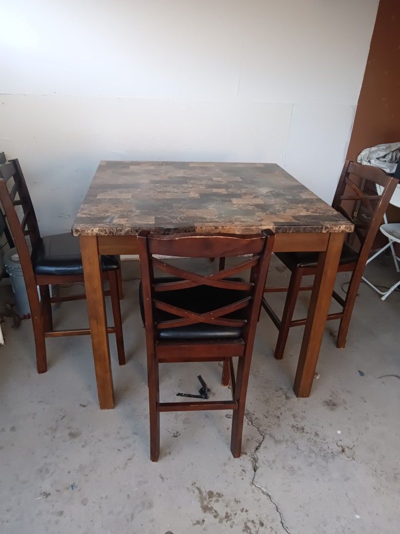 Table, With Chairs And Stool
