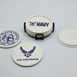 Air Force / Army / Navy Coaster Set – Veteran Gift – Custom 3D Printed
