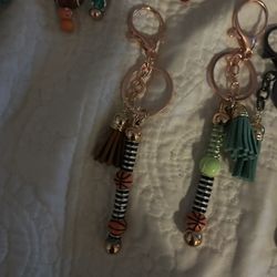 Sports Beaded Keychains with Tassels