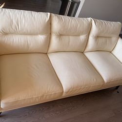 White Leather Sofa (Genuine Leather)