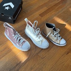 Girls Converse Sneakers, Size 3/4/4.5