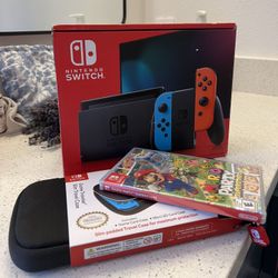 Brand New Nintendo Switch with FREE Mario Party Superstars Game and Case!