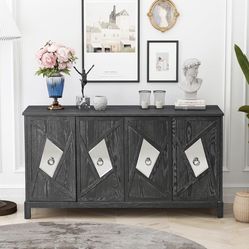 Buffet Cabinet with Storage,Wood Credenza Sideboard Cabinet with 4 Doors, Mid Century Accent Console Table for Kitchen,Living Room,D