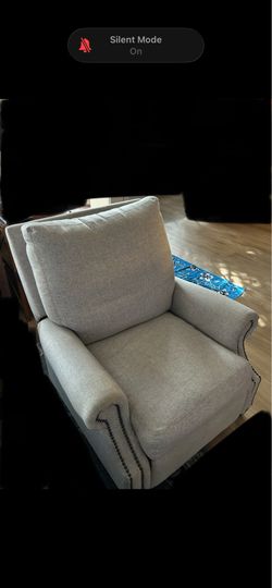 Pottery Barn light grey recliner chair