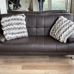 Brown Leather Futon