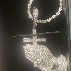Diamond Praying Hands Chain